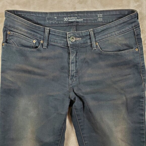Levi's Jeans Womens mid rise skinny dark wash 'dirty' wash L32 - Picture 3 of 16